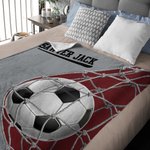 Personalized Multicolor Soccer Goal Shot Soft Throw Blanket with Number and Name Game Day Home Decor Birthday Gift for Soccer Lover