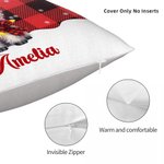 Personalised Christmas Lights Cute Highland Cow Design Plaid Throw Pillow Cover with Name Home Decor Christmas Gift for Kids Family