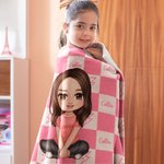 Personalized Cute Cartoon Character Checkered Lightning Design Soft Throw Blanket with Multiple Names Home Decor Birthday Gift Boys Girls