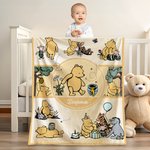 Personalized Honey Classic Winnie the Pooh and Friends Soft Throw Blanket with Name Nusery Decor Birthday Baby Shower Gift for Newborns Kids