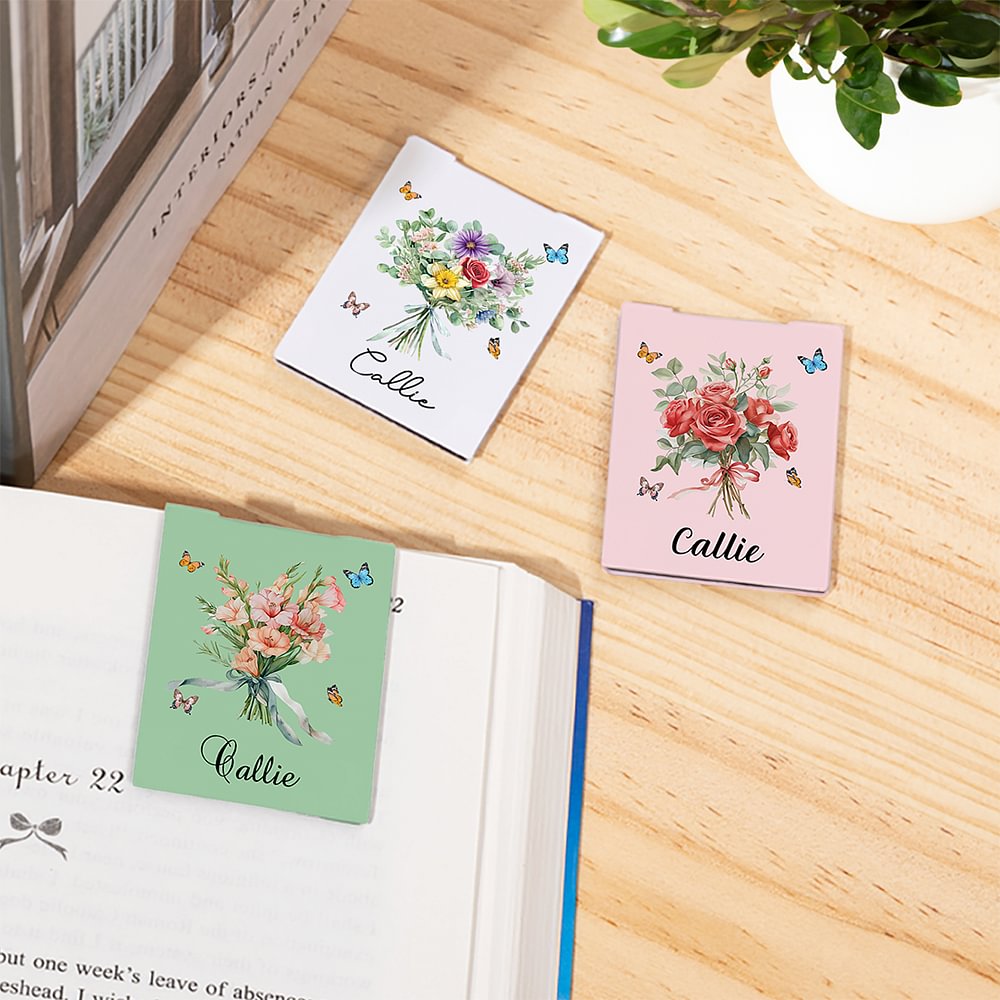 Marque-page magnétique personnalisé 1-8 naissance Bouquet de fleurs Clip avec nom Anniversaire Fête des mères Cadeau de Noël pour femmes Filles