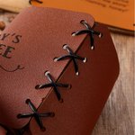 Personalised Rustic Handmade Sewn Rope Leather 10-20oz Coffee Cup Sleeve with Engraved Name Birthday Anniversary Gift for Coffee Lover Office Worker