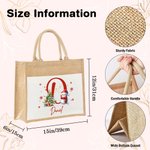 Personalised Cute Santa Hat Snowman Snowflake Initial Large Jute Tote Bag with Name and Canvas Pocket Festival Christmas Gift for Family Kids