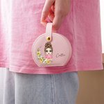 Personalised Birth Flower Name Wreath Cartoon Portable Leather Travel Jewellery Case with Handle Birthday Bridesmaid Mother's Day Gift for Women