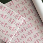 Personalised Pink Coquette Bow Wrapping Paper with Name Birthday Christmas DIY Craft Gift Packaging Gift for Women Girls