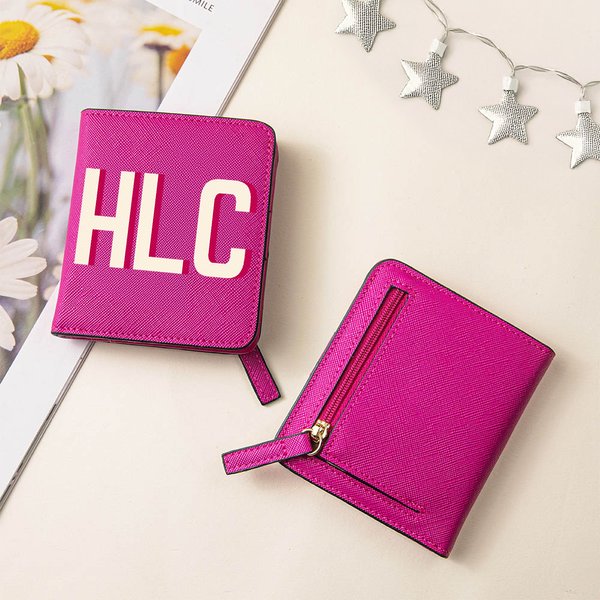 Henkilökohtainen Shadow nimi Nahka Compact Bifold Pocket lompakko nimi Syntymäpäivä Vuosipäivä lahja naisille tytöille