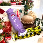 Personalizzato multicolore cappello di Babbo Natale nome forma Candy morbido cuscino copertina inserto Set Home Decor regalo di Natale per la famiglia