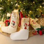 Personalised Cartoon Character Holly Wreath Special Delivery Christmas Stockings Gift Bag with Name Birthday Christmas Gift for Family Kids