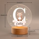 Luz nocturna personalizada con estrella de fantasía nube y animales del bosque base de madera regalo ideal para cumpleaños de niños