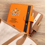 Personalized Floral Cross Bible Verse Name A5 Leather Church Prayer Notebook Wooden Pen Set with 100 Lined Pages Christmas Gift for Women Christian