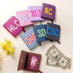 Personalized Shadow Name Leather Compact Bifold Pocket Wallet with Name Birthday Anniversary Gift for Women Girls