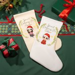 Personalised Cartoon Character Holly Wreath Special Delivery Christmas Stockings Gift Bag with Name Birthday Christmas Gift for Family Kids