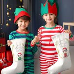 Personalised Cartoon Character Holly Wreath Special Delivery Christmas Stockings Gift Bag with Name Birthday Christmas Gift for Family Kids