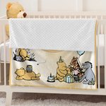 Personalized Honey Classic Winnie the Pooh and Friends Soft Throw Blanket with Name Nusery Decor Birthday Baby Shower Gift for Newborns Kids