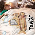Gepersonaliseerde Cartoon Engineering Voertuig Zachte Throw Deken met Naam Home Decor Verjaardagscadeau voor kinderen Engineering Car Enthousiast