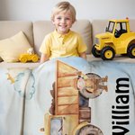 Gepersonaliseerde Cartoon Engineering Voertuig Zachte Throw Deken met Naam Home Decor Verjaardagscadeau voor kinderen Engineering Car Enthousiast