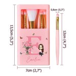 Personalisiertes Cartoon-Figur Make-up Pinsel und Box Set mit Namen Initiale Geburtsblumenstrauß Geburtstag Jahretag Geschenk für Damen Mädchen