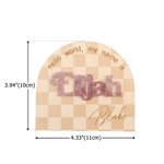 Personalised Checkered Wood Baby Birth Announcement Sign with Name Newborn Photography Prop Nursery Wall Decor Gift for New Parents