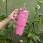 Personalized Birth Flower Name Definition 40oz Insulated Tumbler with Text and Straw Birthday Gift for Women