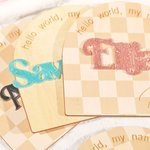 Personalised Checkered Wood Baby Birth Announcement Sign with Name Newborn Photography Prop Nursery Wall Decor Gift for New Parents