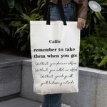 Personalized  Remember To Take Them When You Go Reusable Large Canvas Shopping Grocery Tote Bag with Handles and Name Birthday Gift for Women
