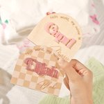 Personalised Checkered Wood Baby Birth Announcement Sign with Name Newborn Photography Prop Nursery Wall Decor Gift for New Parents