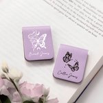 Personalized Floral Butterfly Insect Magnetic PU Leather Bookmark Clip with Name School Office Stationary Supplies Birthday Gift for Bookworms