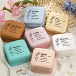 Coffret à bijoux portable personnalisé avec nom et fleur de naissance Cadeau d'anniversaire de fête des mères Cadeau d'enterrement de vie de jeune fil