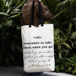 Personalized  Remember To Take Them When You Go Reusable Large Canvas Shopping Grocery Tote Bag with Handles and Name Birthday Gift for Women