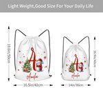 Gepersonaliseerde schattige kerstmuts Snowman Snowflake Drawstring Treat Gift Bag met initiaal en naam Kerstmis Holiday Party Favors Gift voor familie kinderen
