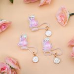 Personalised Shiny Rainbow Cat Reusable Silicone Straw Topper with Initial Charm Accessory for Stanley Tumbler Birthday Party Gift for Her