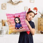 Taie d'oreiller personnalisée en forme de dessin animé de fille avec nom de sirène Cadeau d'anniversaire et de Noël pour fille