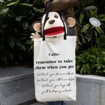 Personalized  Remember To Take Them When You Go Reusable Large Canvas Shopping Grocery Tote Bag with Handles and Name Birthday Gift for Women