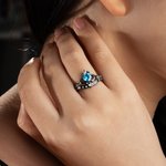 Henkilökohtainen Dainty Crown Heart Birthstone rengas kaiverrettu nimi ja kiiltävä zirkoni syntymäpäivä vuosipäivä lahja naisille
