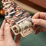 Personalised Coquette Bow Christmas Book Tree Wooden Money Holder Hanging Ornament with Name Christmas Tree Decor Party Gift for Family Friend