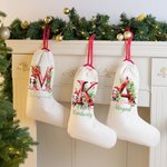 Personalizzato floreale iniziale Cartoon Character Christmas Stocking Gift Bag con nome e coulisse riutilizzabile Merry Christmas Gift per la famiglia
