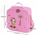 Henkilökohtainen söpö sarjakuvahahmo syntymä kukka eristetty lounas laukku nimi & kahva kannettava koulu matkailu piknik lahja lapsille perheelle