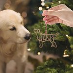 Personalized Wooden Cat Dog Hollow Line with Name Christmas Ornament Tree Hanging Gift for Pet Lovers