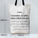Personalized  Remember To Take Them When You Go Reusable Large Canvas Shopping Grocery Tote Bag with Handles and Name Birthday Gift for Women