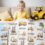 Henkilökohtainen Cartoon Engineering Vehicles Nimi Cloud Soft Throw Blanket Home Decor syntymäpäivälahja lapsille Engineering Car Enthusiastille
