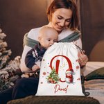 Gepersonaliseerde schattige kerstmuts Snowman Snowflake Drawstring Treat Gift Bag met initiaal en naam Kerstmis Holiday Party Favors Gift voor familie kinderen