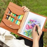 Personalized Birth Flower Name Cartoon A5 Sketchbook Notebook PU Leather Cover with Storage Pocket Birthday Gift for Students Officers