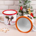 Personalized Cute Whimsical Quirky Girl 12oz Colorful Rim Enamel Mug with Name Birthday Back to School Holiday Gift for Kids