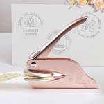 Personalised Floral Monogram Library Book Embossing Stamp Hand-held Embosser with Initial and Name Birthday Book Club Gift for Bookworms Readers