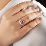 Henkilökohtainen Dainty Crown Heart Birthstone rengas kaiverrettu nimi ja kiiltävä zirkoni syntymäpäivä vuosipäivä lahja naisille