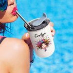 Personnalisé Whimsical Quirky Girl Name 12oz Lowball Insulated Tumbler with Flip Lid and Straw Birthday Holiday Gift for Women Girls (Cadeau d'anniversaire pour les femmes et les filles)