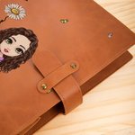 Personalized Birth Flower Name Cartoon A5 Sketchbook Notebook PU Leather Cover with Storage Pocket Birthday Gift for Students Officers