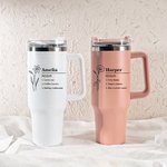 Personalized Birth Flower Name Definition 40oz Insulated Tumbler with Text and Straw Birthday Gift for Women