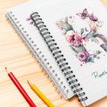 Personalised Cute Floral Butterfly Letter A5 Spiral Notebook with Name Initial 120 Sheets Birthday Gift for Her