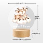 Gepersonaliseerd Mama Baby LED Nachtlampje met Houten Basis en Naam Dier Dromerige Maan Wolk Kinderkamer Decor Verjaardagscadeau voor Kinderen